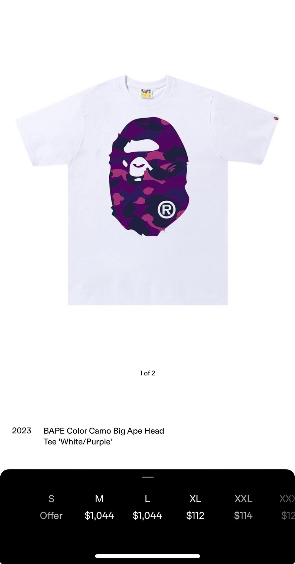 Bape purple camo white t shirt