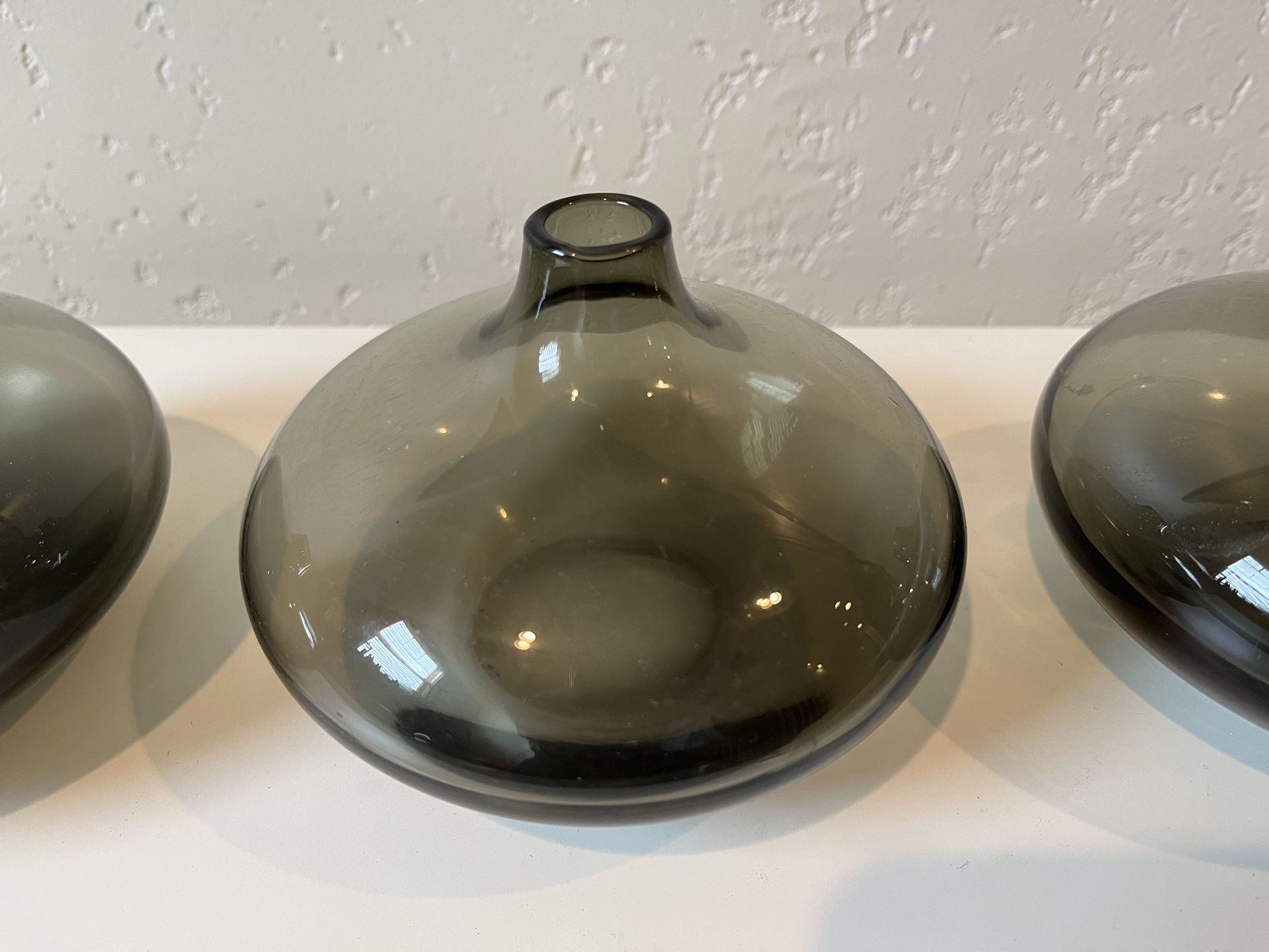 Mid-Century Modern Smoked Grey Glass Teardrop Bud Vase - Price for each