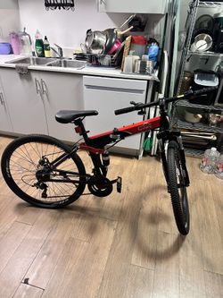 24/26/27.5 Inch Foldable Bikes for Adults 21 Speed Mountain Bike, Adult Bicycle with High Carbon Steel Frame, Full Suspension, Dual Disc Brake & Adjus