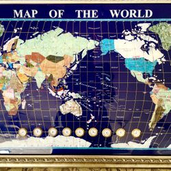 Framed World Map With Time Zones