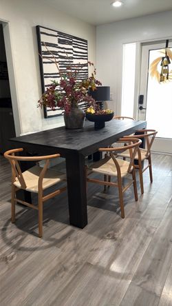 $250 for All: Authentic Solid Wood Dining Table & Bench & Wishbone Chairs