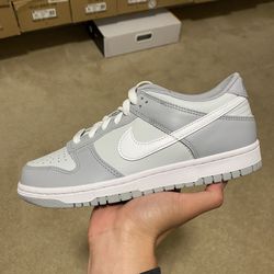 Size 7Y / 8.5W - Nike Dunk Low GS Two-Toned Pure Platinum Grey White