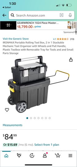 Costway 2-in-1 Rolling Tool Box Set Mobile Tool Chest Storage Organizer Portable