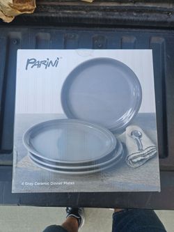 Brand new Parini 4 Gray ceramic dinner plates