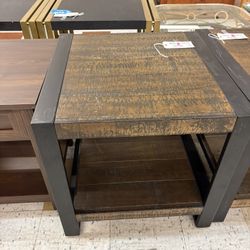 Dark Wood & Metal End Table