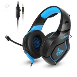 ONIKUMA K1-B Deep Bass Noise Canceling Camouflage Gaming Headphone with Microphone (Black Blue)