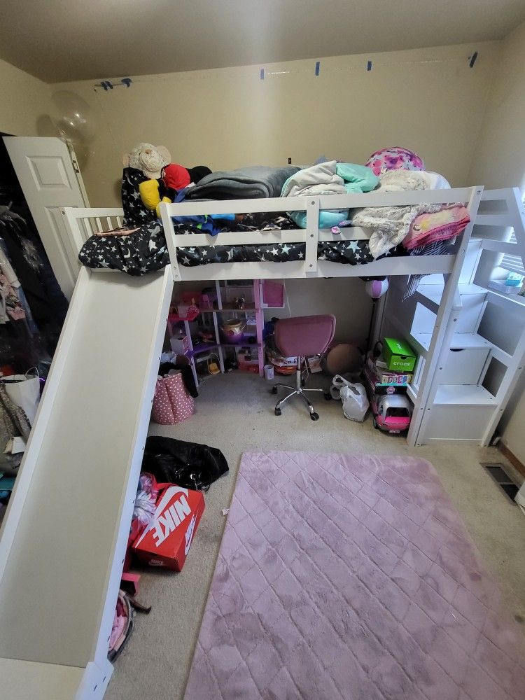 Full Size Bed With Slide And Vanity Set