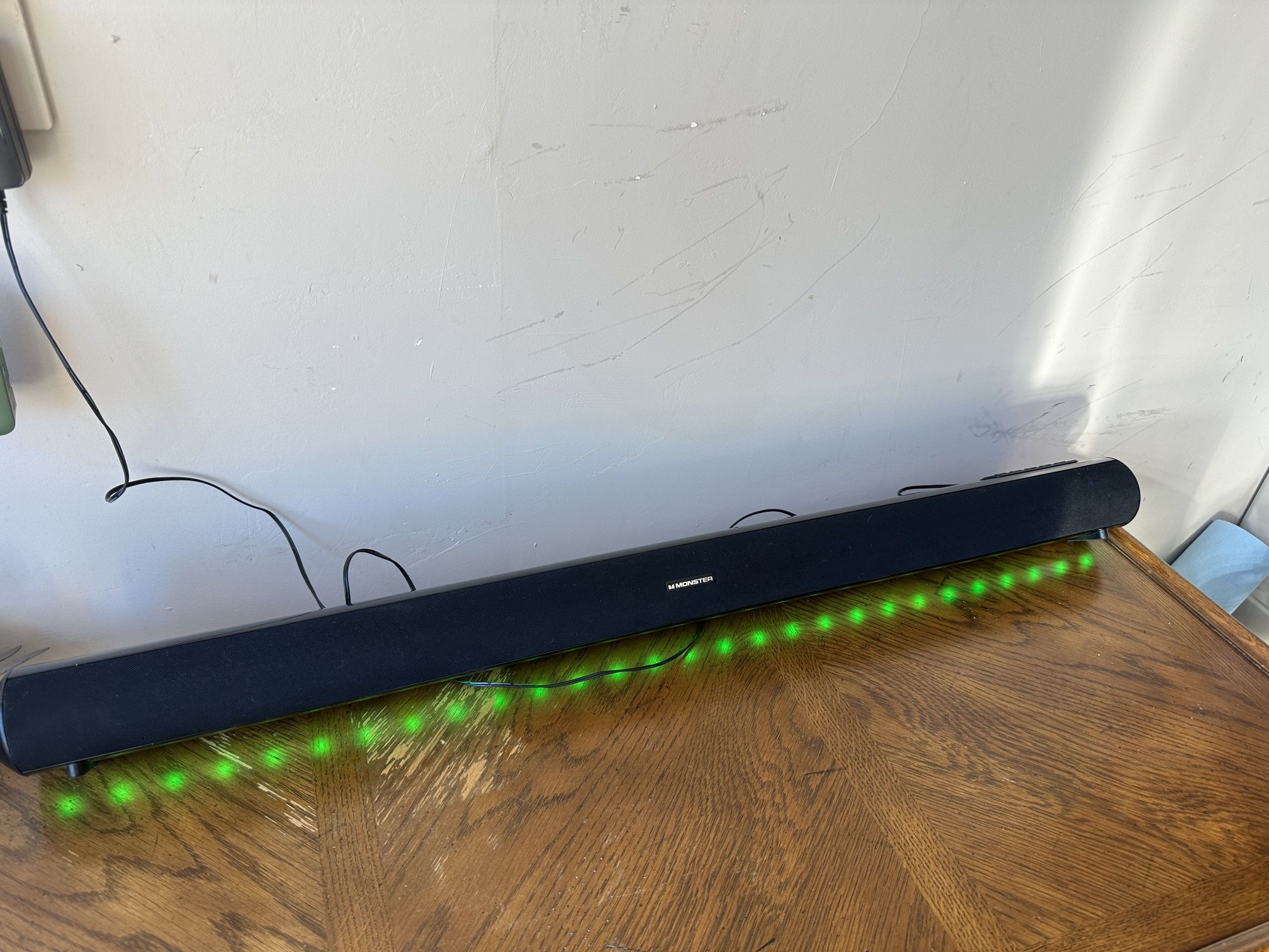 Monster Soundbar: Home Theater Bluetooth Sound Bar with Multicolor LED Lights, 30W Speakers, Optical AUX Connection, 37 Inch, Black