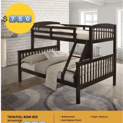 Expresso Full / Twin Wooden Bunkbed With Both Nice Mattresses Included  👈🏼 