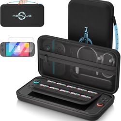 Case Compatible with Nintendo Switch 1&2/Switch 1&2 OLED,2025 Updated Carrying Case for Switch 2 with Tempered Glass Screen Protector,Protective Cover