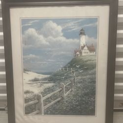 🖼️ T.C. Chiu Framed Lighthouse Print – Coastal Wall Art