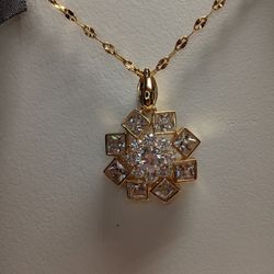 Beautiful Necklace 2 Side Charm 14K Gold Laminated