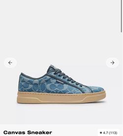 Coach Signature Women’s Low Top Denim Canvas Lace-Up Sneaker Blue/Beige