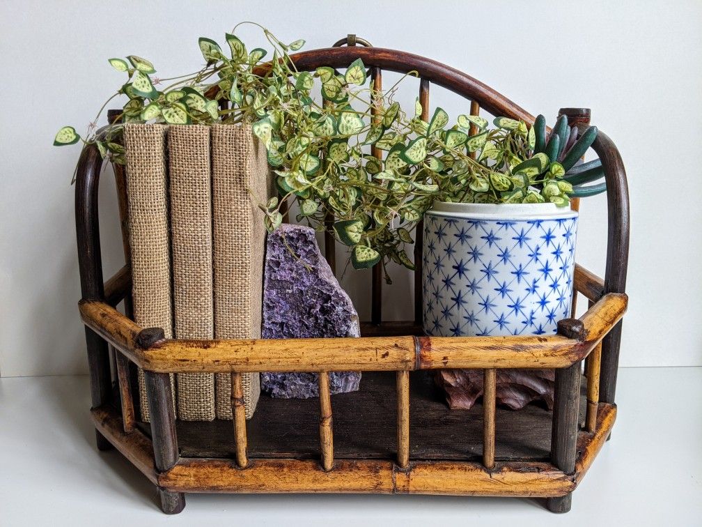 MCM Bamboo Hanging Wall Or Table Top Display Shelf