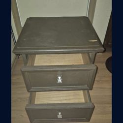 Dark two-drawer nightstand