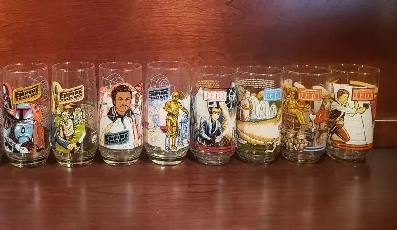 Star wars the empire strikes back and Return of the Jedi burger king glasses (complete sets-MINT)