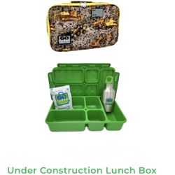 Lunch Box Set with Bento Box & Cover, Water Bottle & Ice Pack | Construction Vehicle Pattern