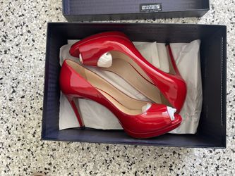 Prada Red Open Toe Heels