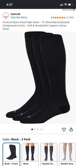 Comrad Nylon Knee High Socks - 15-20mmHg Graduated Compression Socks - Soft & Breathable Support Unisex Socks