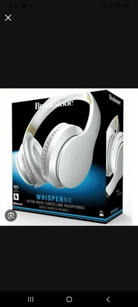 Brand New BROOKSTONE Whisper NX Noise-canceling Bluetooth headphones.