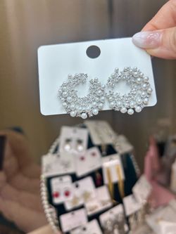 Elegant Pearl Hoop Earrings ✨ Wedding Party Statement Jewelry