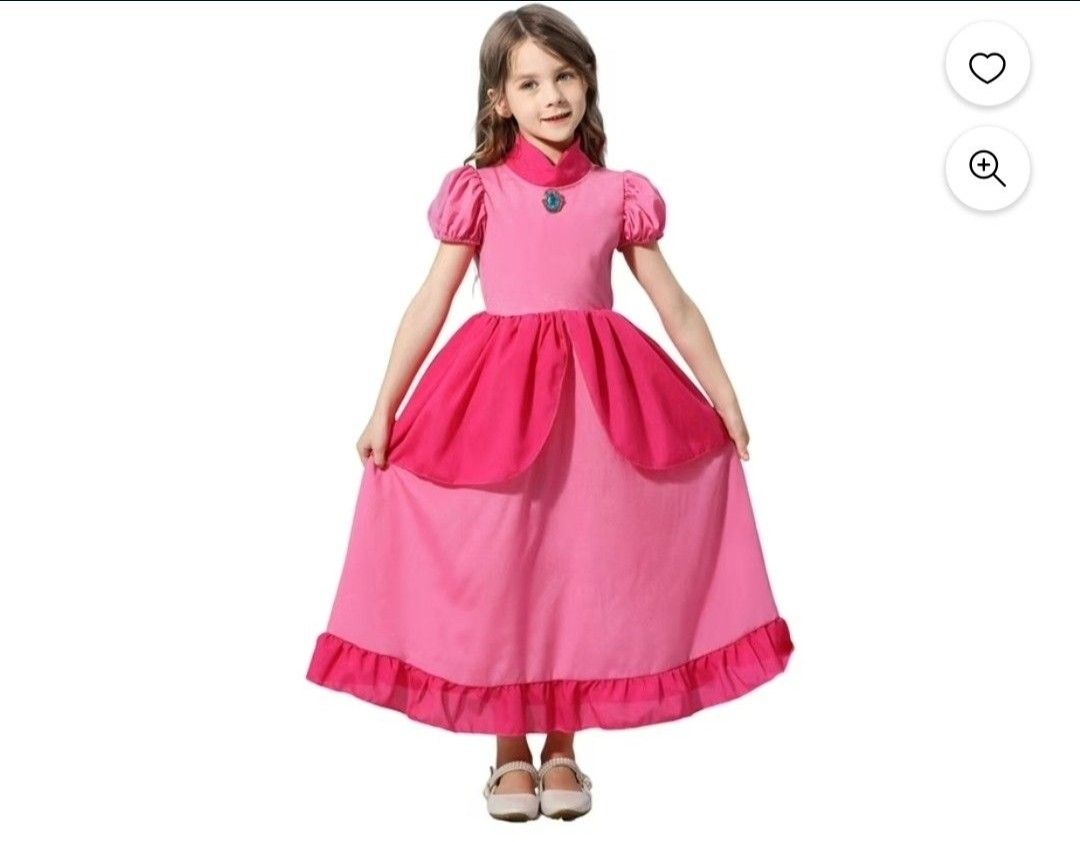 NEW Princess Peach Costume for Girls Halloween Carnival Cosplay Party Dress Pink, Size chart in post,  size 150 (9-12 years)