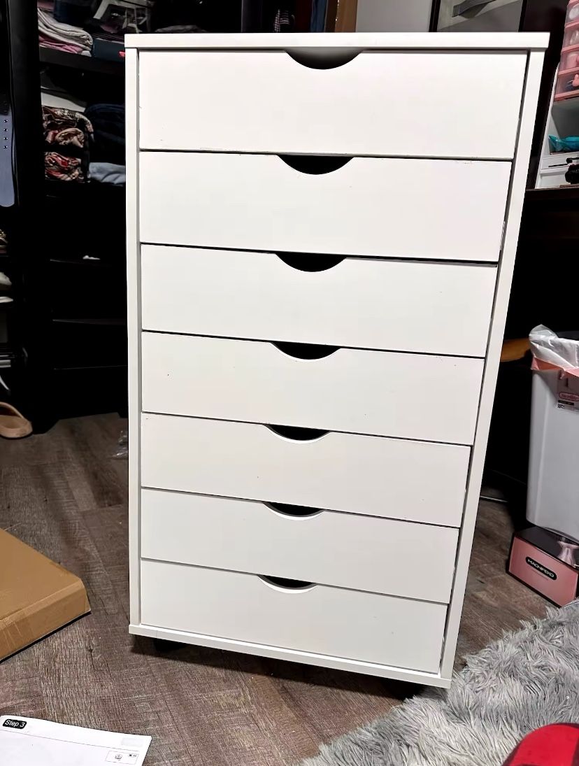 Drawer Chest Dressers Nightstand Storage Cabinet Wooden File Office Mobile Cabinet Wheels Living Room Organizer Rolling