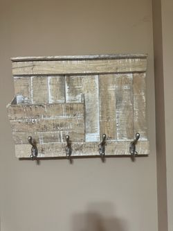 Rustic Wooden Entryway Coat Hanger/mail Holder 