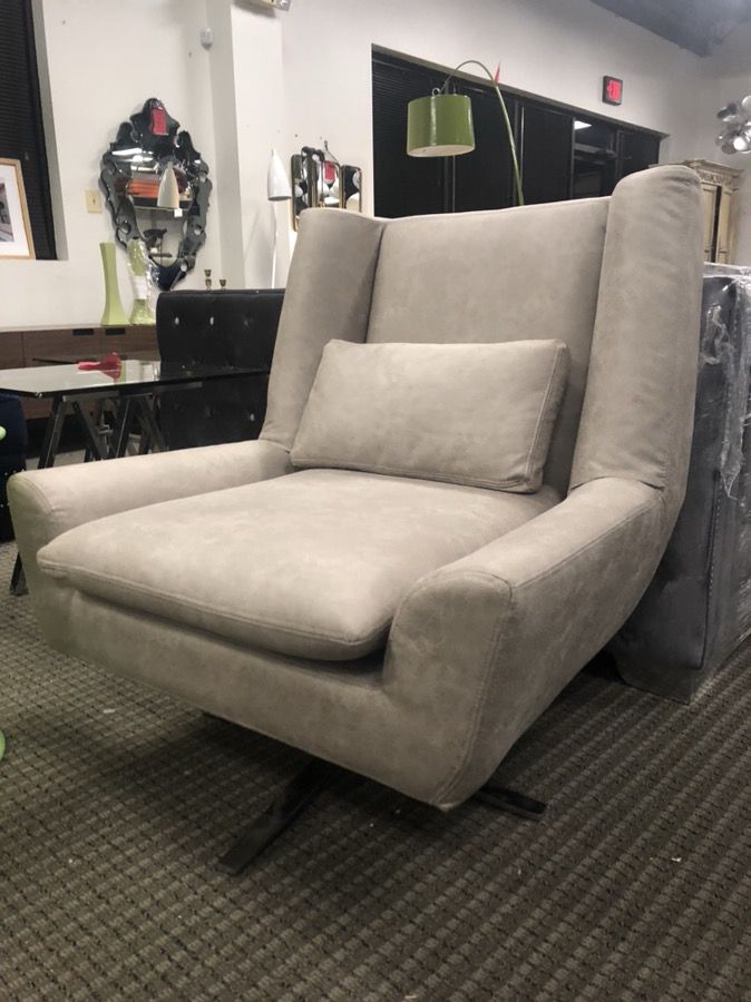 Grey leather lounge chair