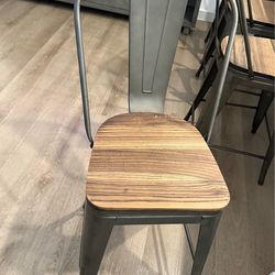 Industrial Bar Stools  Set of 4 (Metal + Wood)