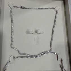 Tennis chain and bracelet set moissanite sterling silver 925