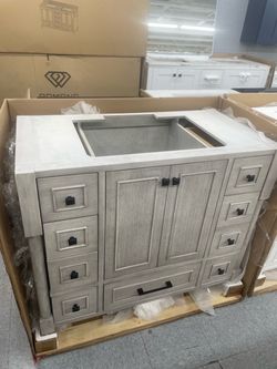 Bathroom vanity cabinet 42” solid mango Quartz top with sink and backsplash