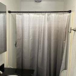 Bathroom curtain with rod