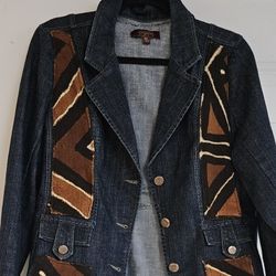 Mudcloth Denim Jacket Sz xl