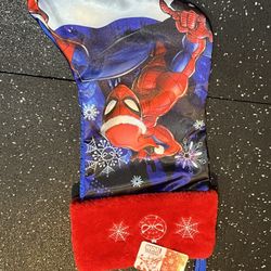 Christmas Stocking 12” Marvel Spiderman Satin Santa hat New
