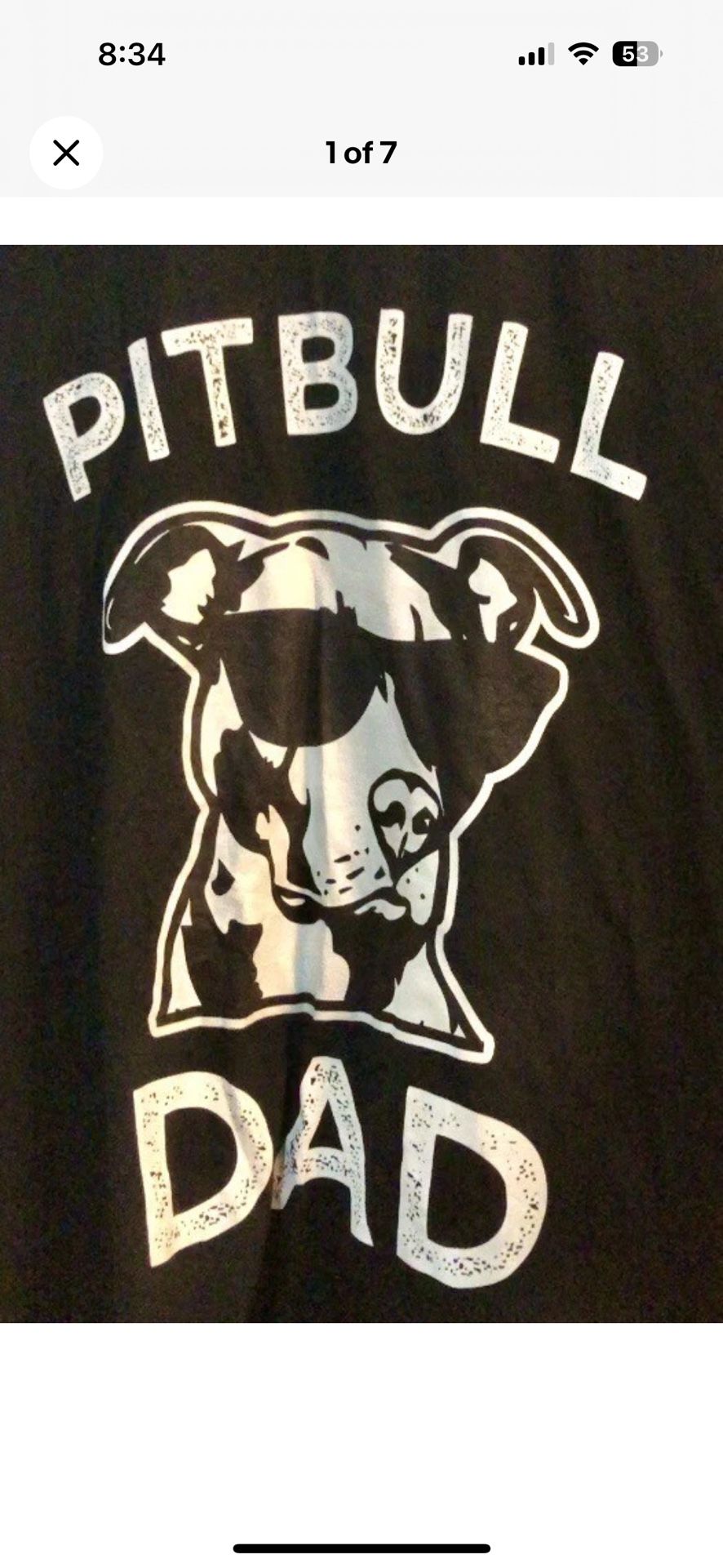 “Pitbull Dad” T-Shirt Funny Graphic Black & White Novelty Tee Gift Men’s Sz 3XL