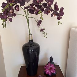 Z Gallerie Vase With Faux Orchids And Accessories Shown
