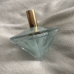 Diamond Shaped Perfume Bottle With Gold Top And Magical Looking Swirly Blue Perfume New