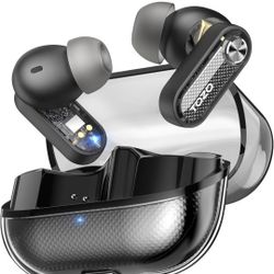 TOZO Hybrid Active Noise Cancelling Wireless Earbuds, 10mm Drivers Deep Bass Stereo Sound, 4 Mics Smart ENC AI Calls, 32 EQ Customization via App, Blu