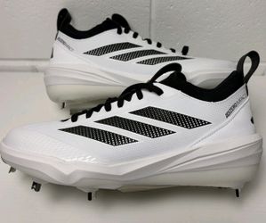 Brand New ADIDAS ADIZERO IMPACT 2.0 White Black METAL BASEBALL CLEATS Men Size 8