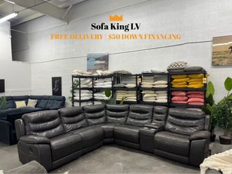 Free Delivery* Like New Gray Faux Leather Sectional Sofa!