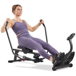 Sunny Health & Fitness 360 Rower, Full Motion Pneumatic Rowing Machine + 350 LB Capacity w Bluetooth & Free SunnyFit