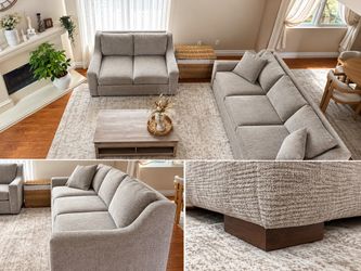 Gray Fabric Sectional Sofa and Loveseat Set