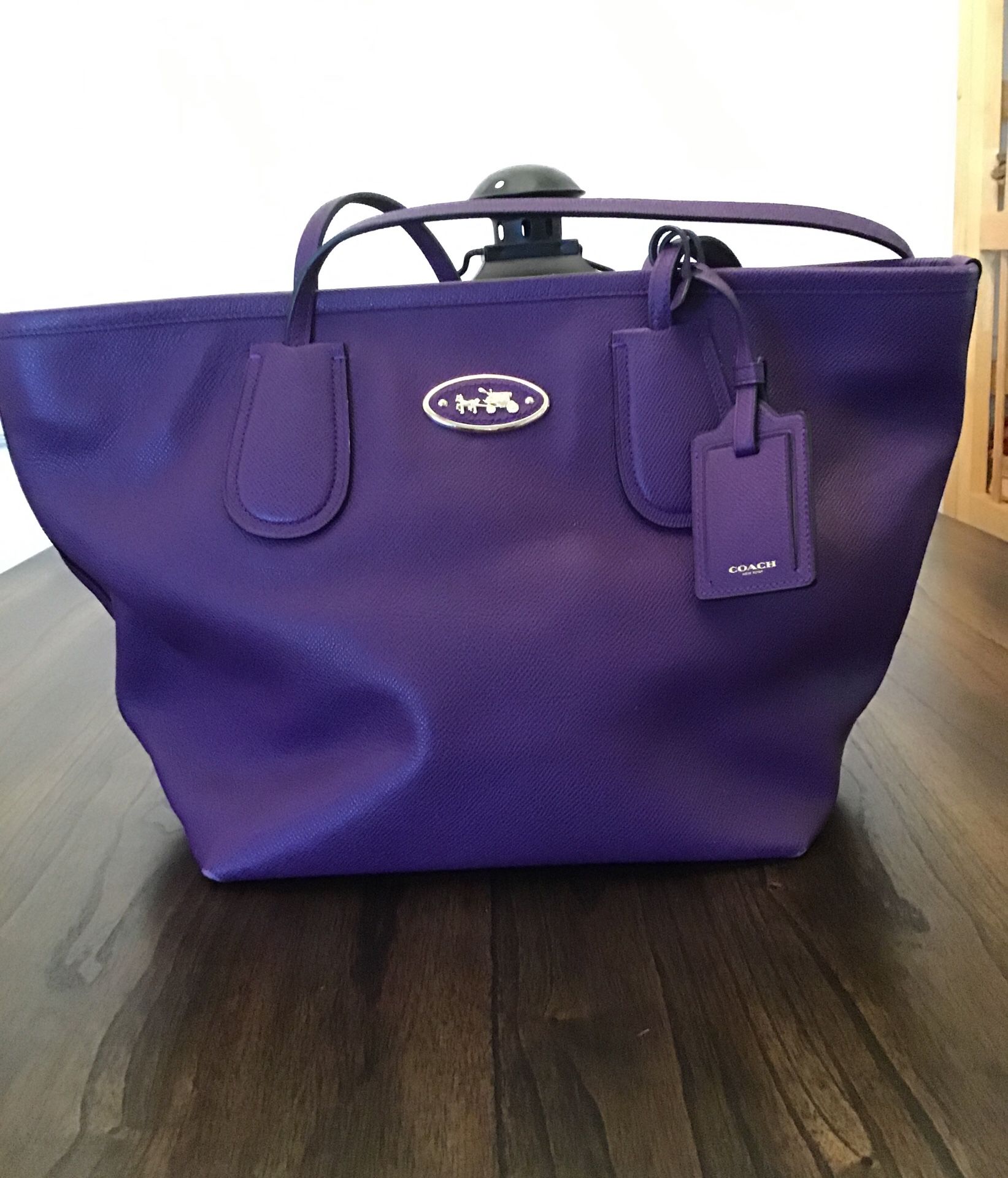 Coach purple tote bag gently used