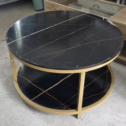 New Round Coffee Table Faux Marble Top