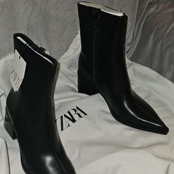 Black Leather Ankle Bootie