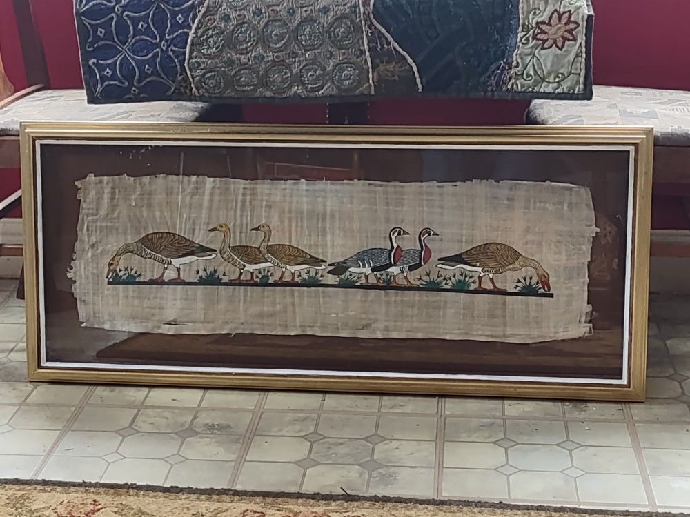 Egyptian Mural Osmidum Plate hand painted on Papyrus