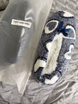 Plush Heart Pattern Slipper Socks Size 7-7.5
