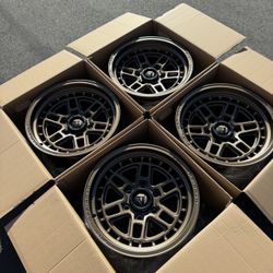 6x5.5 Fuel Nitro 17” Bronze Wheels 6 Lug RimsOff-Road Bronze Silverado Sierra Tacoma 