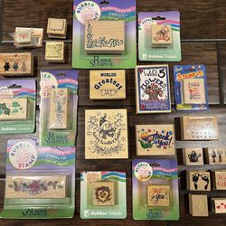 Lot of 23 Wood Rubber Stamps (never used) 